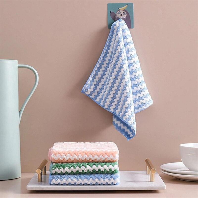 Kitchen Cleaning Rag Coral Fleece Dishcloth Super Absorbent Scouring Pad Dry and Wet Kitchen Cleaning Towel Ja Inovei